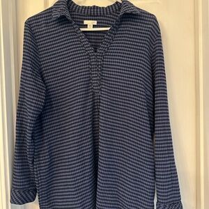 J. Jill Navy Plaid Casual Shirt